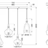 Pendelleuchte ALDEA 4-flammig mit Glas Bernstein & Chrom verspiegelt, B: 74,5 cm