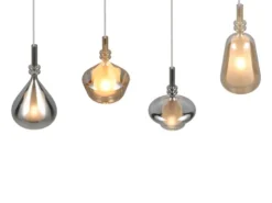 Pendelleuchte ALDEA 4-flammig mit Glas Bernstein & Chrom verspiegelt, B: 74,5 cm