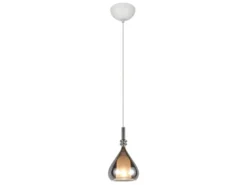Pendelleuchte ALDEA klein 1-flammig mit Rauchglas Chrom verspiegelt, Ø 16cm