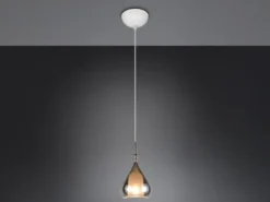 Pendelleuchte ALDEA klein 1-flammig mit Rauchglas Chrom verspiegelt, Ø 16cm