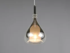Pendelleuchte ALDEA klein 1-flammig mit Rauchglas Chrom verspiegelt, Ø 16cm