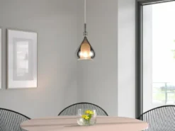 Pendelleuchte ALDEA klein 1-flammig mit Rauchglas Chrom verspiegelt, Ø 16cm