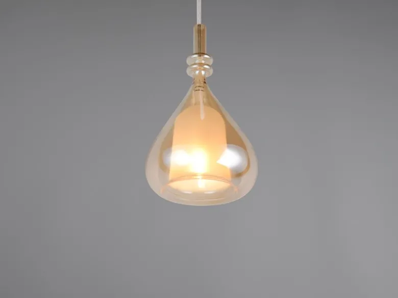 Pendelleuchte ALDEA klein 1-flammig mit Glasschirm Bernsteinfarbig, Ø 16cm