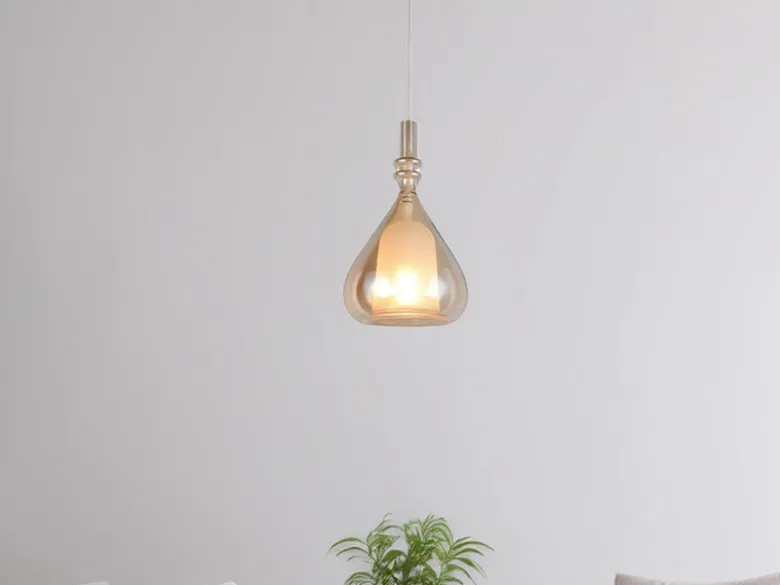 Pendelleuchte ALDEA klein 1-flammig mit Glasschirm Bernsteinfarbig, Ø 16cm