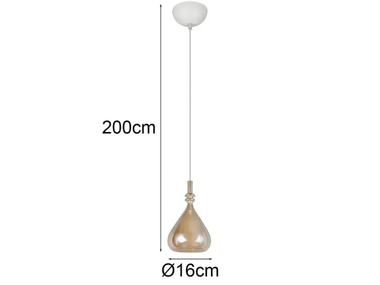Pendelleuchte ALDEA klein 1-flammig mit Glasschirm Bernsteinfarbig, Ø 16cm