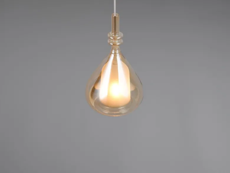 Pendelleuchte ALDEA klein 1-flammig mit Glasschirm Bernsteinfarbig, Ø 16cm