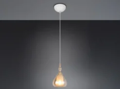 Pendelleuchte ALDEA klein 1-flammig mit Glasschirm Bernsteinfarbig, Ø 16cm