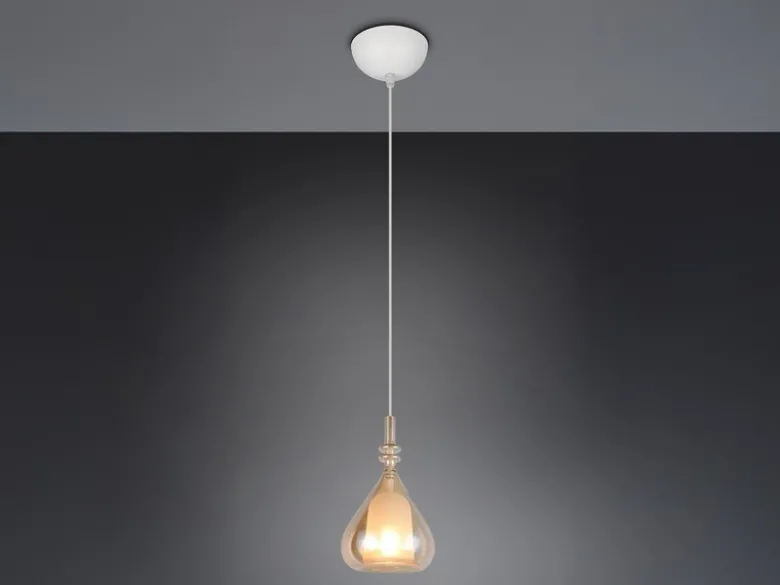 Pendelleuchte ALDEA klein 1-flammig mit Glasschirm Bernsteinfarbig, Ø 16cm