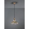 Pendelleuchte ALDO 1-flammig Altmessing Glaslampenschirm in Rauchfarbig, Ø 28cm