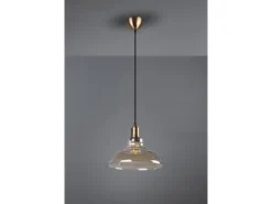 Pendelleuchte ALDO 1-flammig Altmessing Glaslampenschirm in Rauchfarbig, Ø 28cm