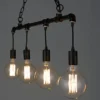 Pendelleuchte AMARCORD 4-flammig Wasserrohr Optik in Rost, Breite 86cm