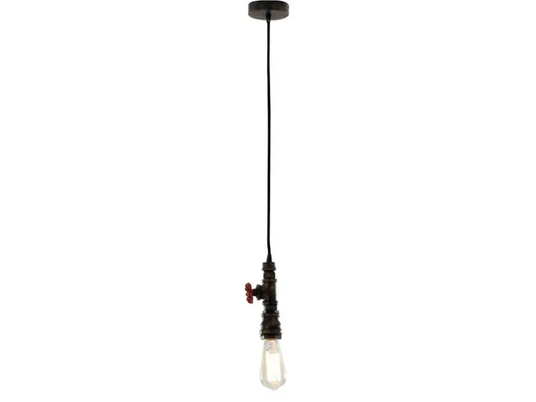 Pendelleuchte AMARCORD 1-flammig in Wasserrohr Optik Rost, Ø12cm
