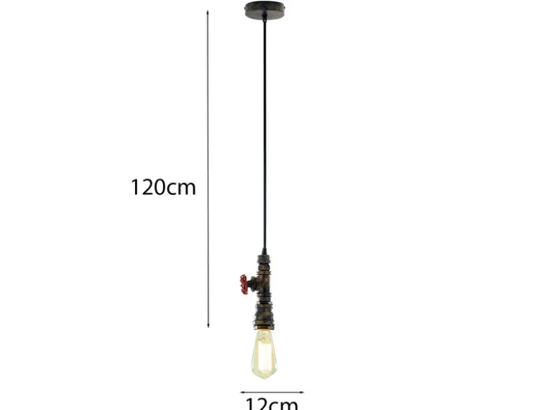 Pendelleuchte AMARCORD 1-flammig in Wasserrohr Optik Rost, Ø12cm