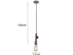 Pendelleuchte AMARCORD in Wasserrohr Optik Grau Antik, Ø 12cm