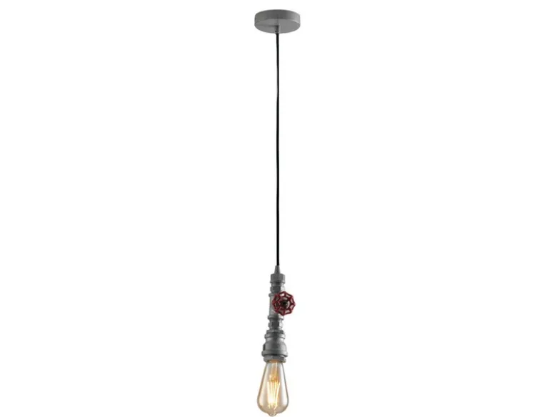 Pendelleuchte AMARCORD in Wasserrohr Optik Grau Antik, Ø 12cm