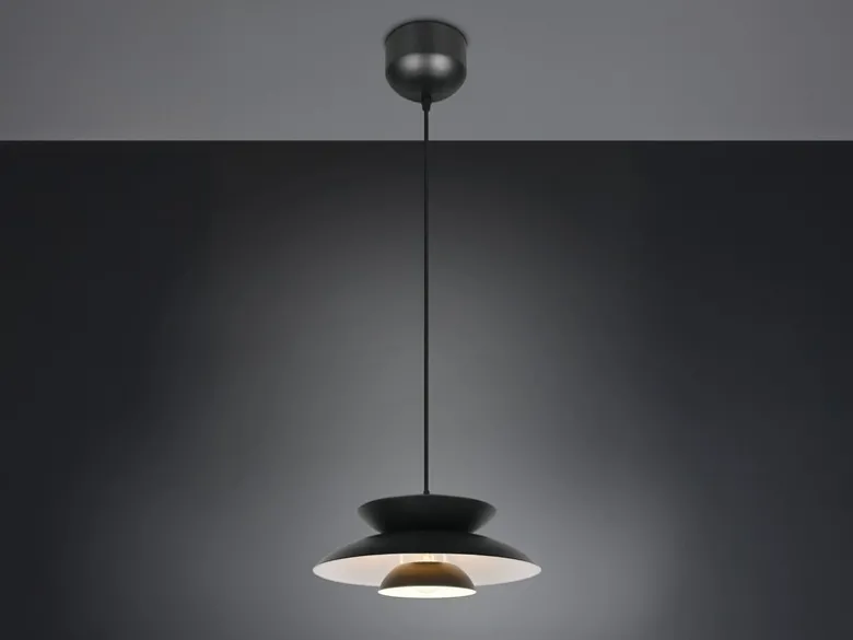 Pendelleuchte AMARILA skandinavisch mit Metall Lampenschirm Schwarz Ø 40cm