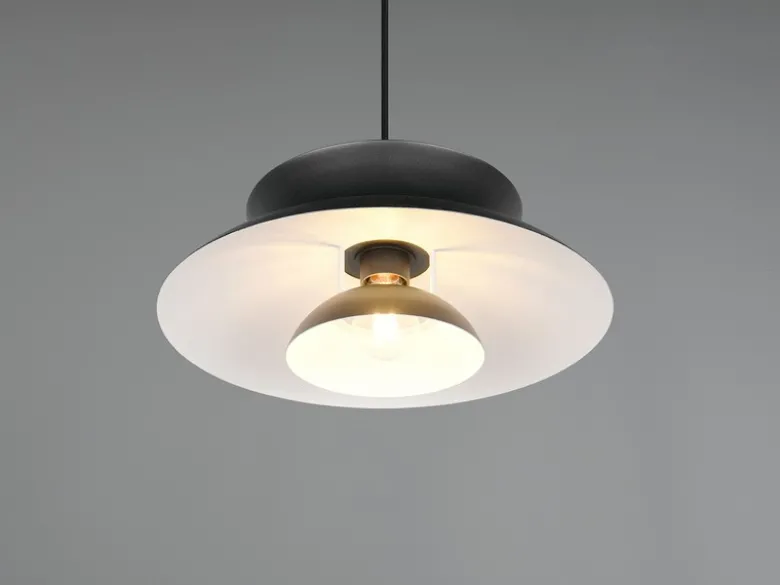 Pendelleuchte AMARILA skandinavisch mit Metall Lampenschirm Schwarz Ø 40cm
