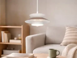 Pendelleuchte AMARILA skandinavisch mit Metall Lampenschirm Grau Braun Ø 25cm