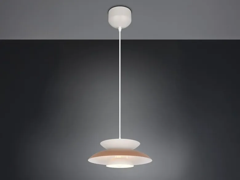 Pendelleuchte AMARILA skandinavisch mit Metall Lampenschirm Grau Braun Ø 40cm