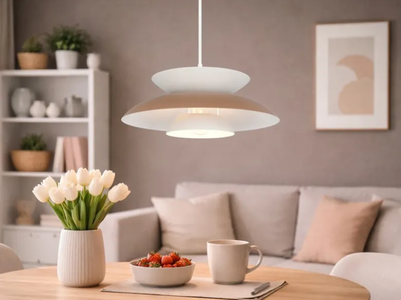 Pendelleuchte AMARILA skandinavisch mit Metall Lampenschirm Grau Braun Ø 40cm
