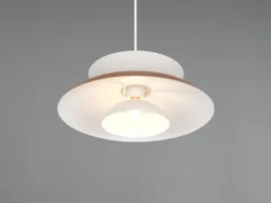 Pendelleuchte AMARILA skandinavisch mit Metall Lampenschirm Grau Braun Ø 40cm