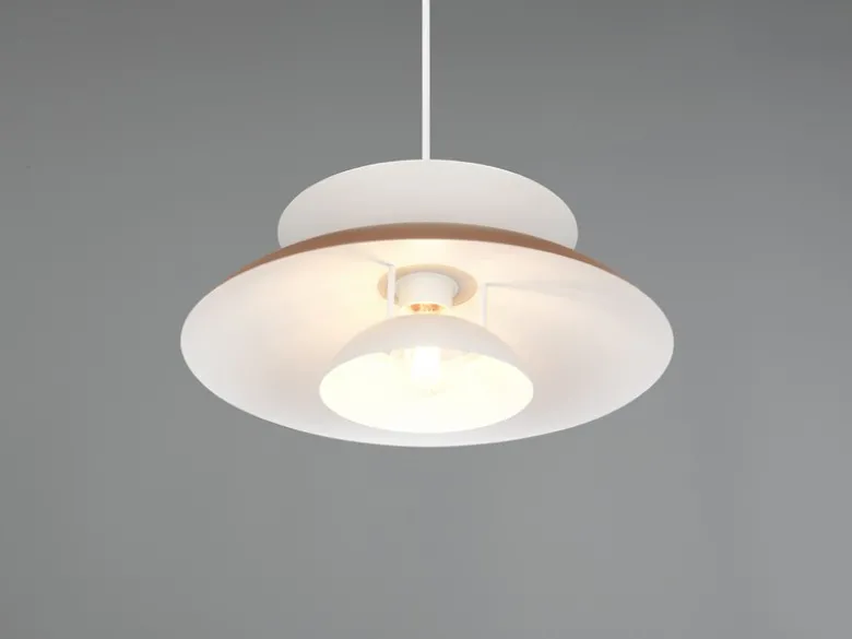Pendelleuchte AMARILA skandinavisch mit Metall Lampenschirm Grau Braun Ø 40cm