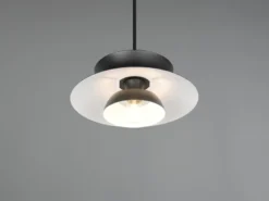 Pendelleuchte AMARILA skandinavisch mit Metall Lampenschirm Schwarz Ø 25cm