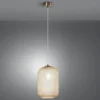 Pendelleuchte ASHFORD einflammig Kristall Glasschirm Bernsteinfarben, Ø 20cm