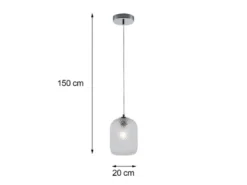 Pendelleuchte ASHFORD einflammig Kristall Glasschirm Bernsteinfarben, Ø 20cm