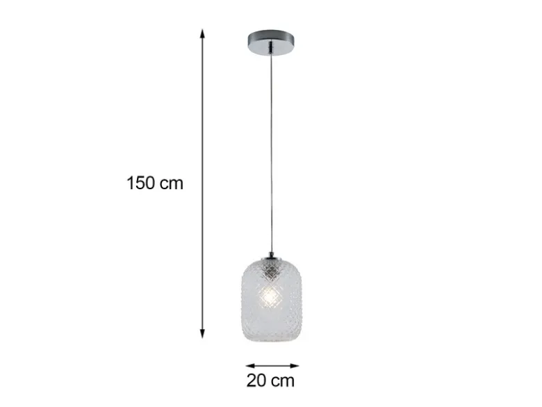 Pendelleuchte ASHFORD einflammig Kristall Glasschirm Bernsteinfarben, Ø 20cm