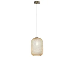 Pendelleuchte ASHFORD einflammig Kristall Glasschirm Bernsteinfarben, Ø 20cm