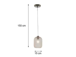 Pendelleuchte ASHFORD einflammig Kristall Glasschirm Bernsteinfarben, Ø 15cm