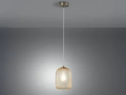 Pendelleuchte ASHFORD einflammig Kristall Glasschirm Bernsteinfarben, Ø 15cm