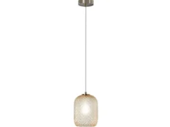 Pendelleuchte ASHFORD einflammig Kristall Glasschirm Bernsteinfarben, Ø 15cm