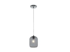 Pendelleuchte ASHFORD einflammig Kristall Glasschirm Rauchglas, Ø15cm