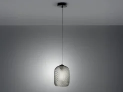 Pendelleuchte ASHFORD einflammig Kristall Glasschirm Rauchglas, Ø15cm