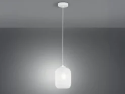 Pendelleuchte ASHFORD einflammig Kristall Glasschirm in Weiß, Ø 15cm