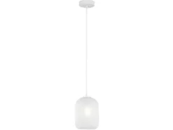 Pendelleuchte ASHFORD einflammig Kristall Glasschirm in Weiß, Ø 15cm