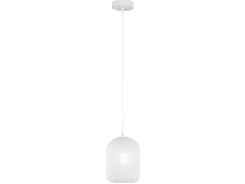Pendelleuchte ASHFORD einflammig Kristall Glasschirm in Weiß, Ø 15cm