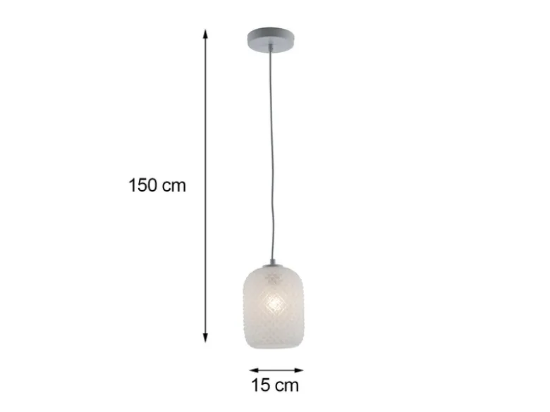 Pendelleuchte ASHFORD einflammig Kristall Glasschirm in Weiß, Ø 15cm