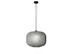 Pendelleuchte ASHFORD einflammig Kristall Glasschirm Rauchglas, Ø 40cm