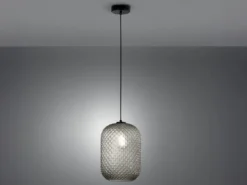 Pendelleuchte ASHFORD einflammig Kristall Glasschirm Rauchglas, Ø20cm