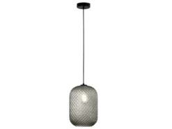 Pendelleuchte ASHFORD einflammig Kristall Glasschirm Rauchglas, Ø20cm