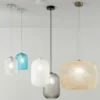 Pendelleuchte ASHFORD einflammig Kristall Glasschirm Bernsteinfarben, Ø 40cm