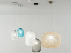 Pendelleuchte ASHFORD einflammig Kristall Glasschirm Bernsteinfarben, Ø 40cm