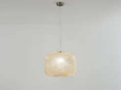 Pendelleuchte ASHFORD einflammig Kristall Glasschirm Bernsteinfarben, Ø 40cm