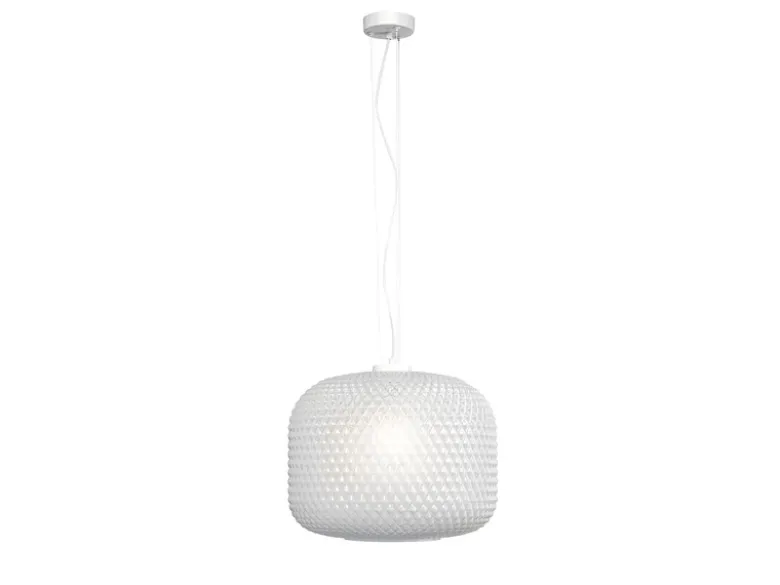 Pendelleuchte ASHFORD einflammig Kristall Glasschirm in Weiß, Ø 40cm