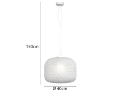 Pendelleuchte ASHFORD einflammig Kristall Glasschirm in Weiß, Ø 40cm