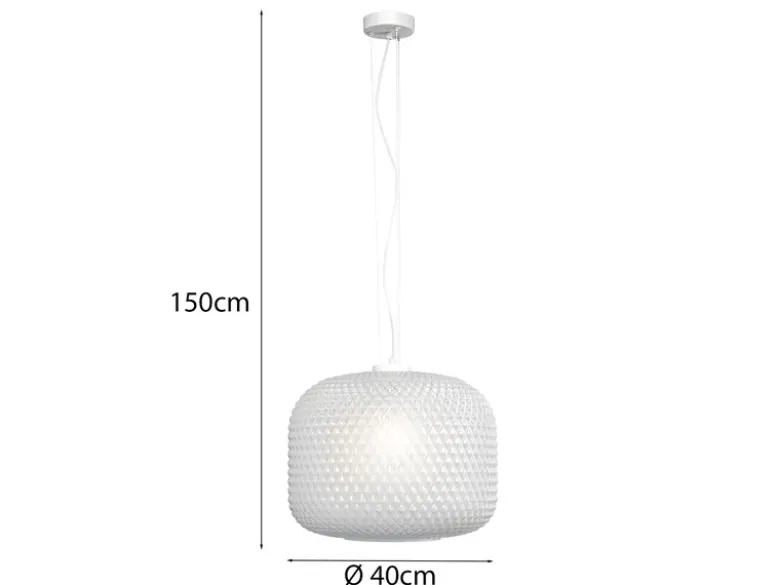Pendelleuchte ASHFORD einflammig Kristall Glasschirm in Weiß, Ø 40cm