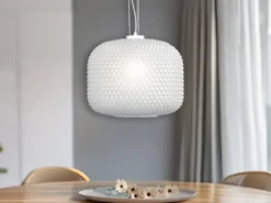 Pendelleuchte ASHFORD einflammig Kristall Glasschirm in Weiß, Ø 40cm